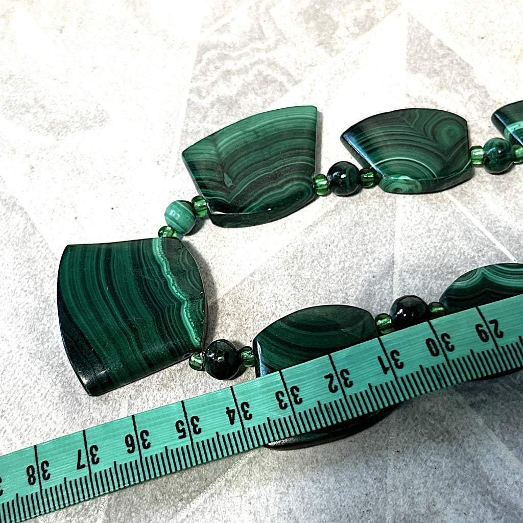 Jewellery: African Malachite Graduated Panel Statement Necklace, Minor Side Flaw