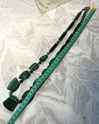 Jewellery: African Malachite Graduated Panel Statement Necklace, Minor Side Flaw