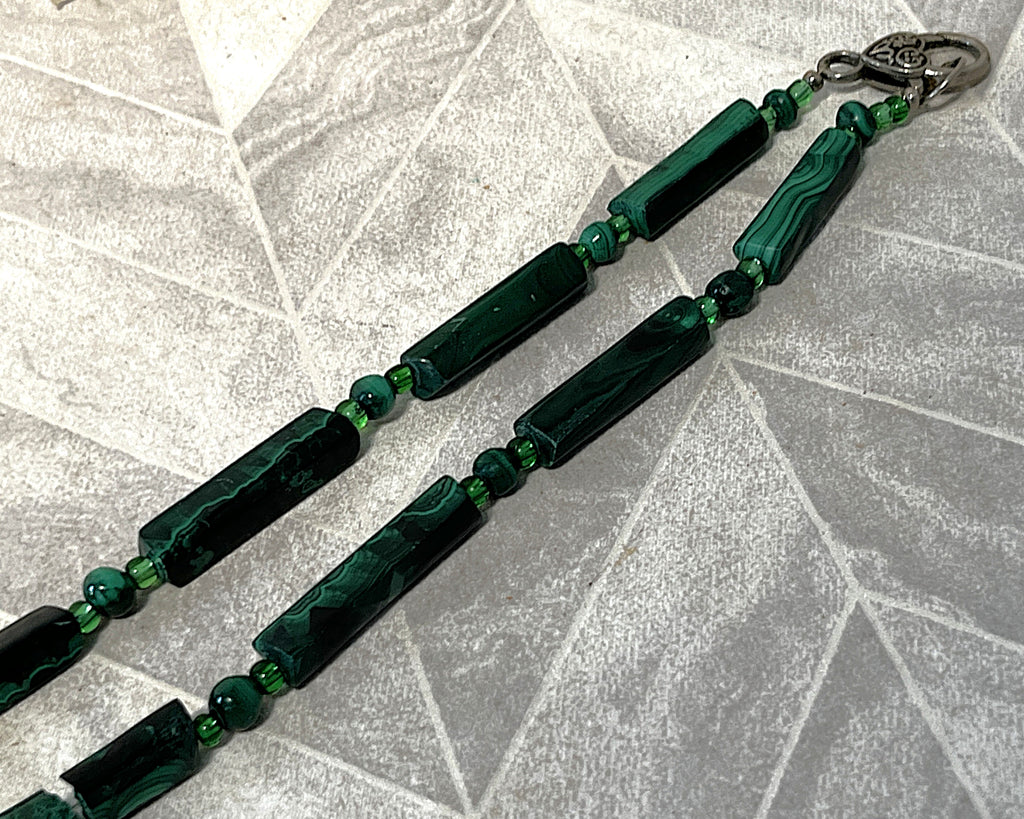 Jewellery: African Malachite Graduated Panel Statement Necklace, Minor Side Flaw