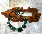 Jewellery: African Malachite Graduated Panel Statement Necklace, Minor Side Flaw