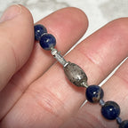 Jewellery: Deep Ultramarine Lapis Lazuli Hand-Knotted 90cm Opera Strand — 925 Sterling Silver Clasp