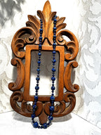 Jewellery: Deep Ultramarine Lapis Lazuli Hand-Knotted 90cm Opera Strand — 925 Sterling Silver Clasp