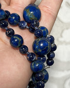 Jewellery: Deep Ultramarine Lapis Lazuli Hand-Knotted 90cm Opera Strand — 925 Sterling Silver Clasp