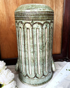 Studio Pottery: Brutalist Fluted Sage Green Studio Pottery Umbrella Stand