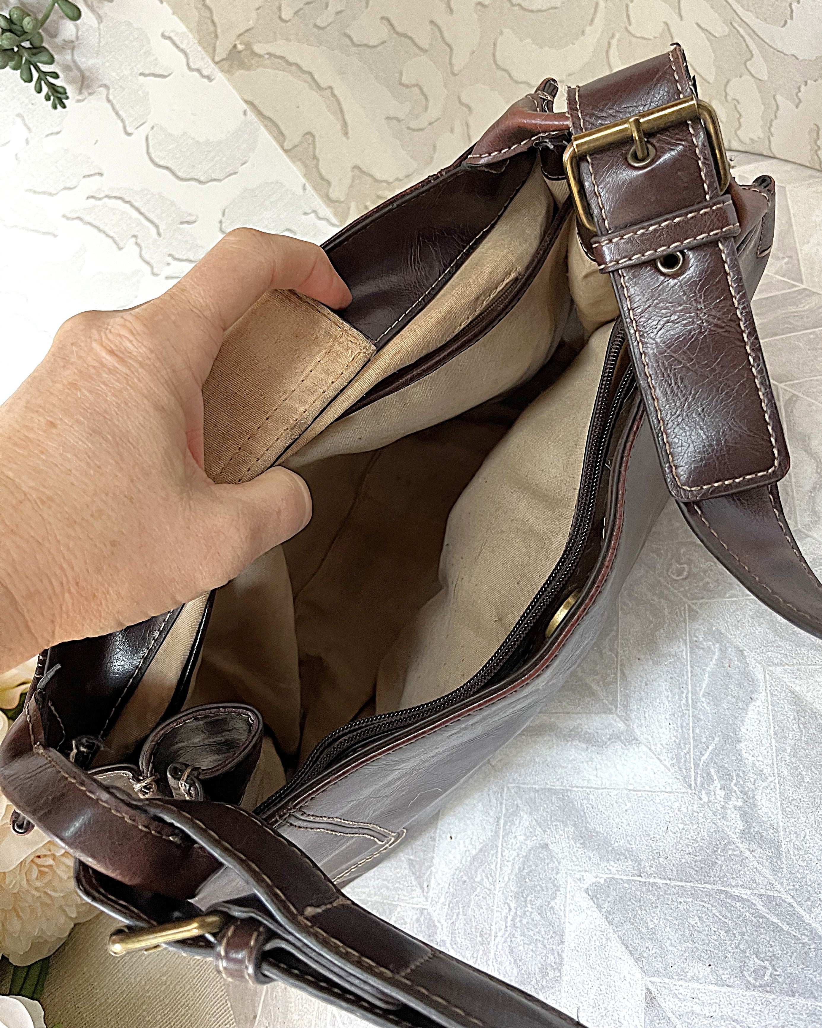 Bags: Nine & Co Espresso Distressed-Patina Shoulder Bag