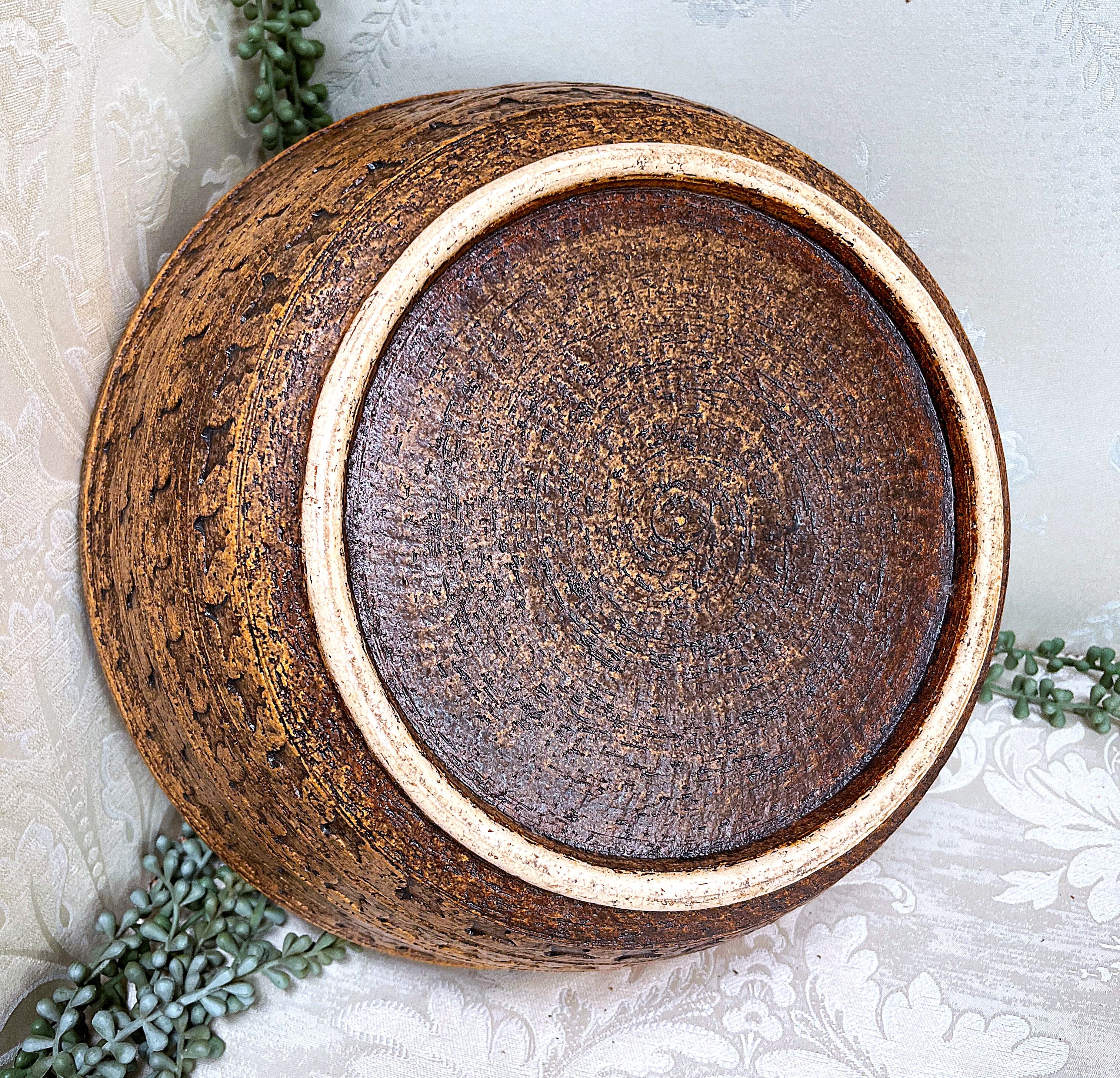 Studio Pottery: Large Stamped Studio Pottery Bowl