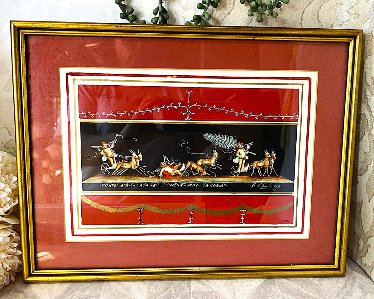 Classical & Historical Art: G. Colombo - "La Corsa" (The Chariot Race) Pompeii Fresco Copy