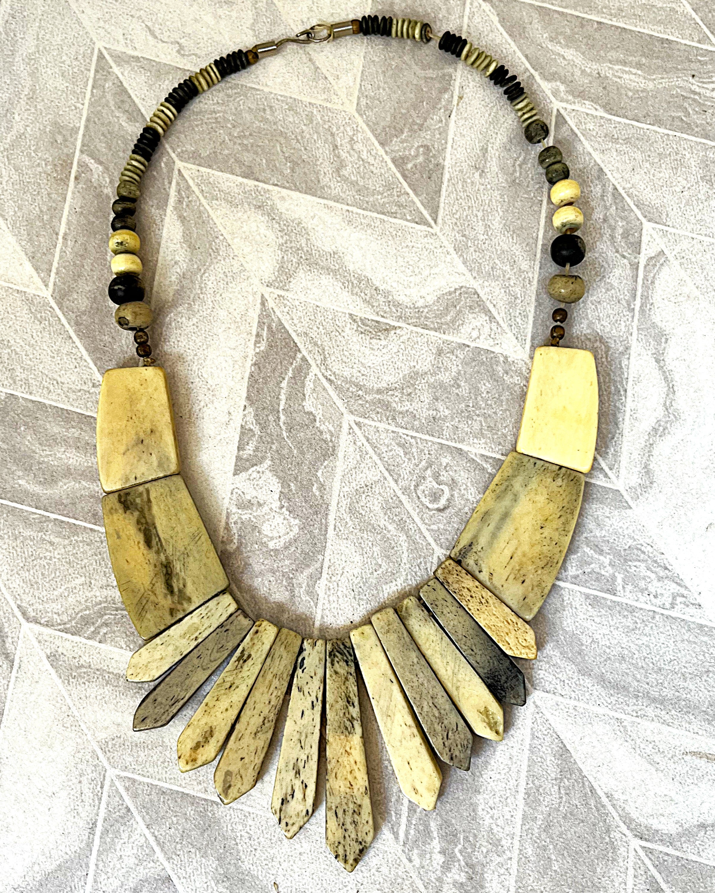 Jewellery: Antique Asian Water Buffalo Bone Necklace