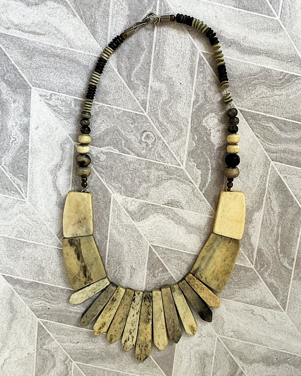Jewellery: Antique Asian Water Buffalo Bone Necklace
