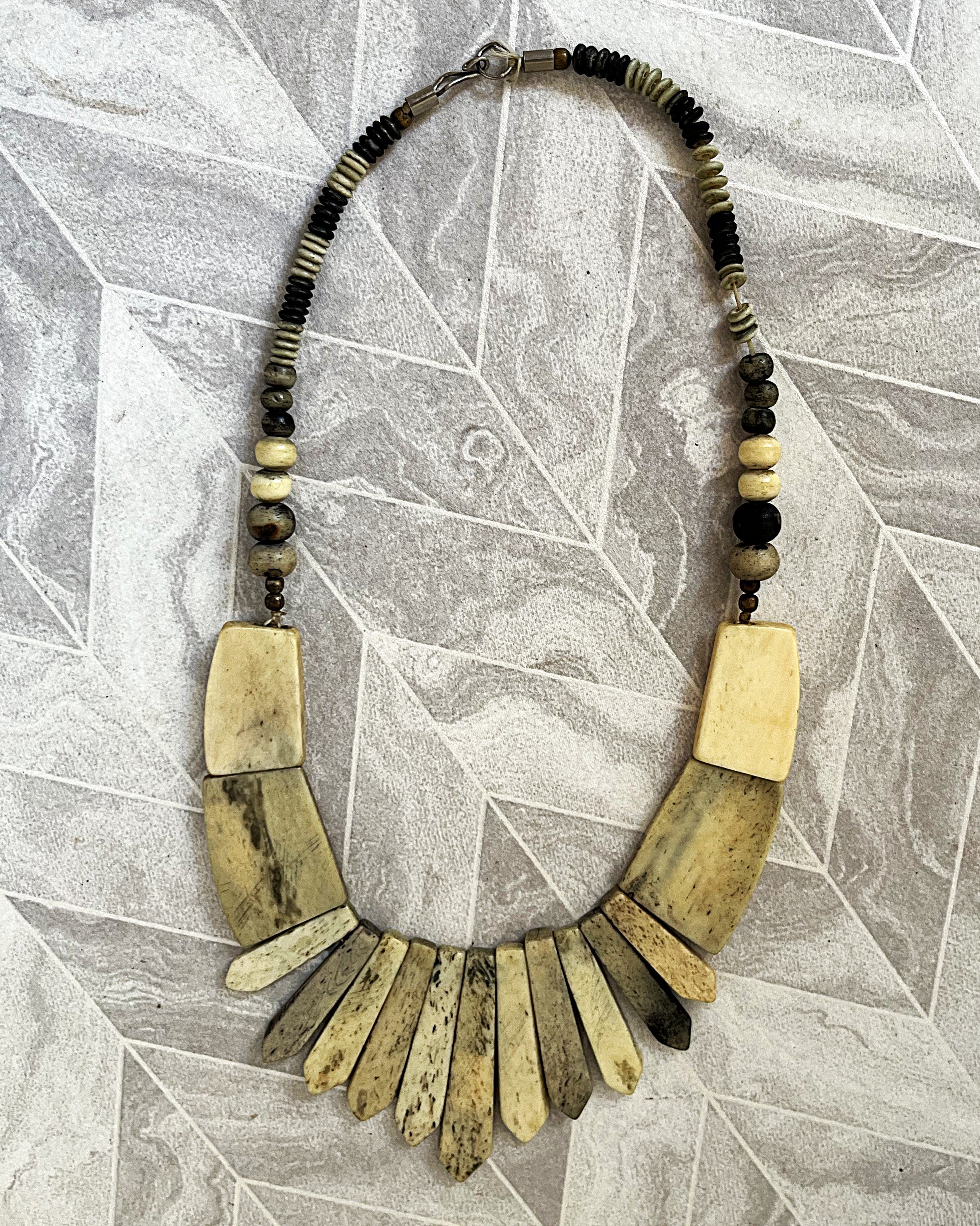Jewellery: Antique Asian Water Buffalo Bone Necklace