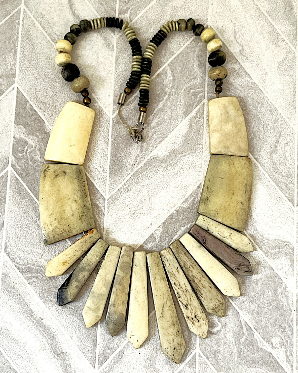 Jewellery: Antique Asian Water Buffalo Bone Necklace