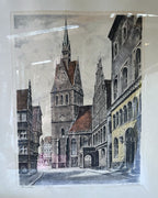 Prints & Etchings: W. Andreas Signed Hannover Marktkirche Colour Etching