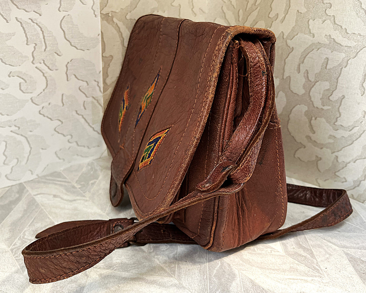 Bags: Camel Leather Crossbody Satchel Bag from Kabul, Afghanistan