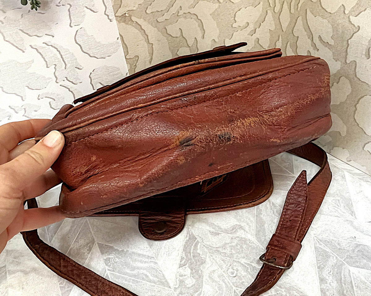 Bags: Camel Leather Crossbody Satchel Bag from Kabul, Afghanistan