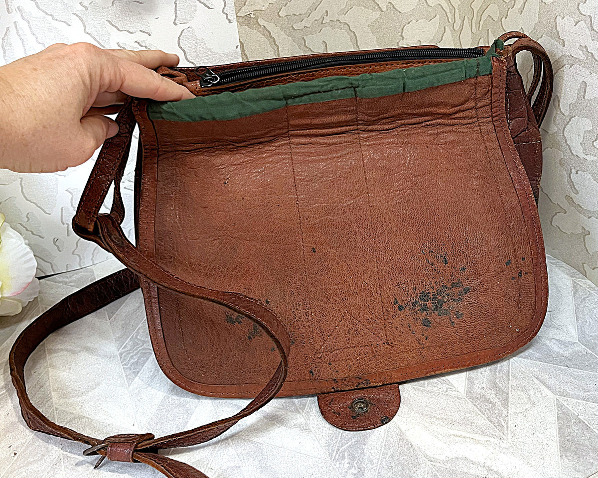 Bags: Camel Leather Crossbody Satchel Bag from Kabul, Afghanistan