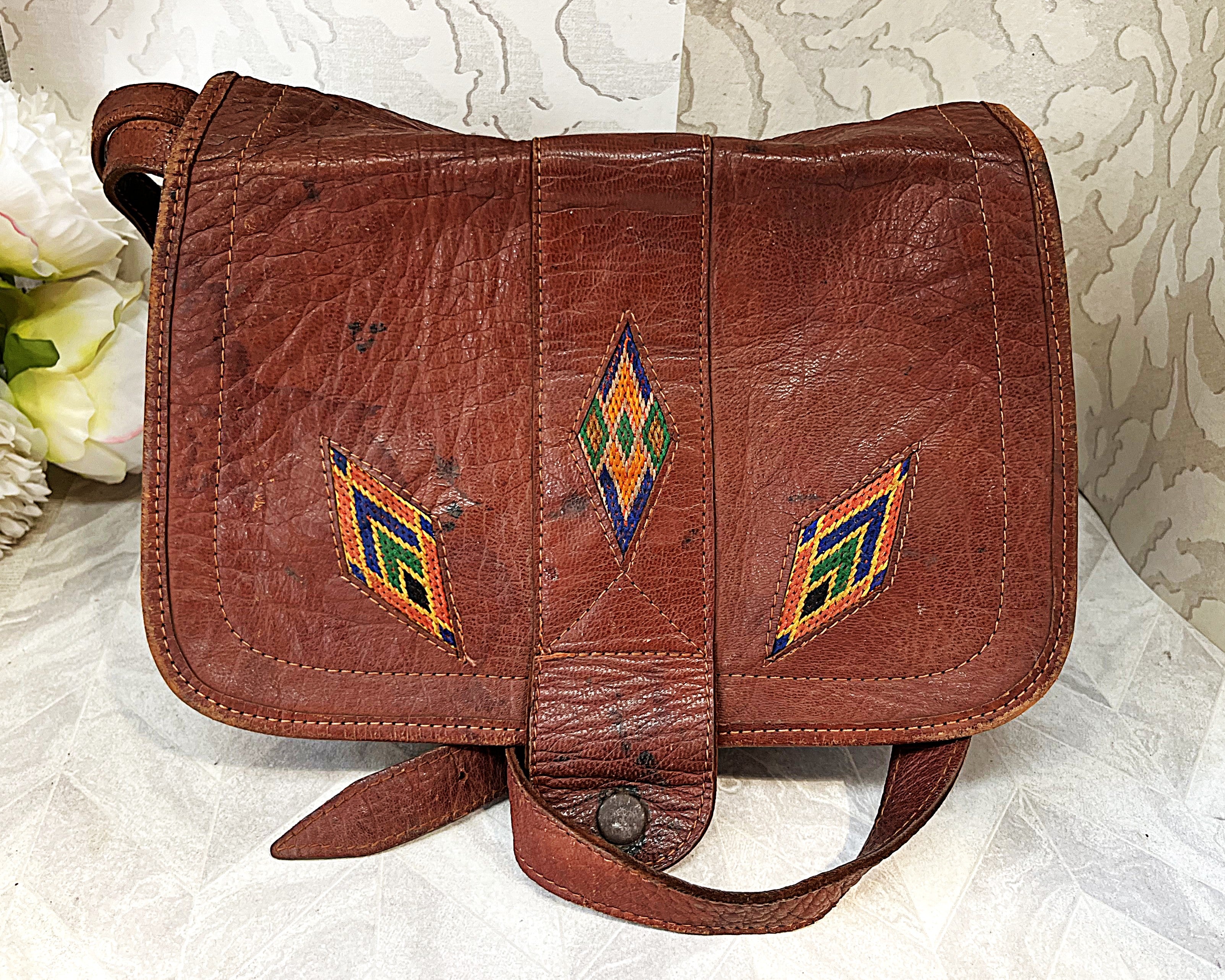 Bags: Camel Leather Crossbody Satchel Bag from Kabul, Afghanistan