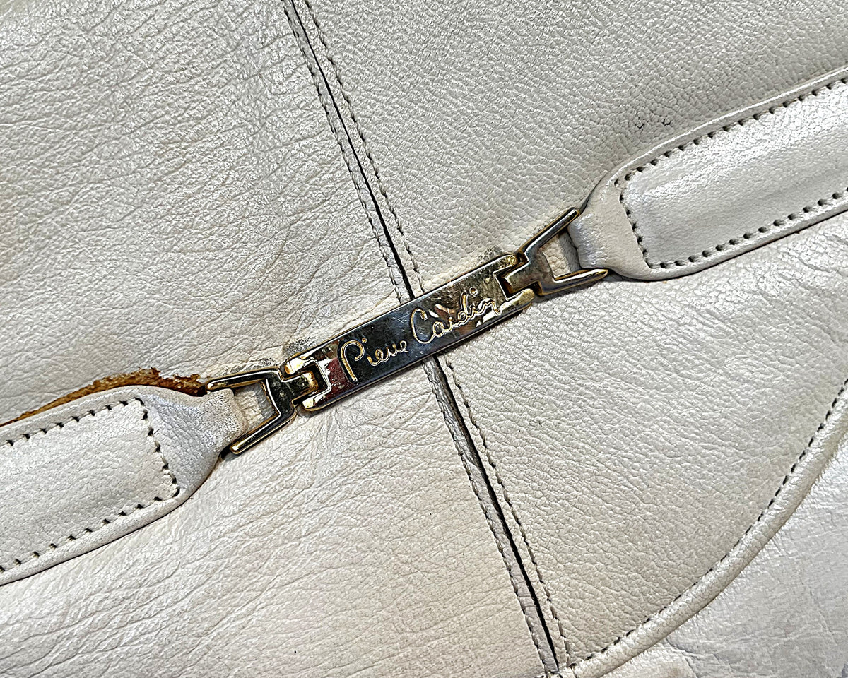 Bags: Pierre Cardin Cream Soft Leather Envelope Clutch Bag