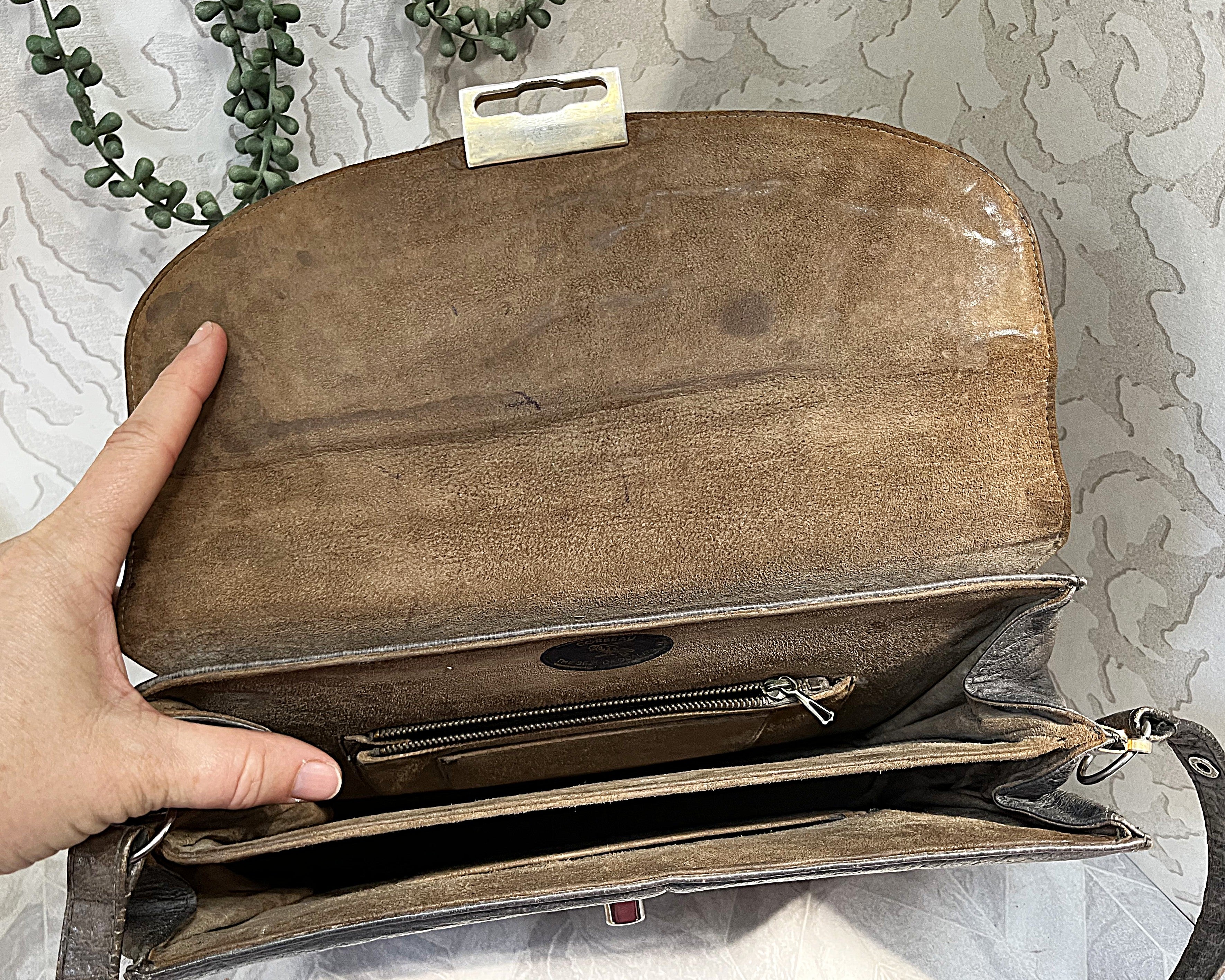 Bags: Rare Heritage Corbeau Elephant Leather Satchel Bag