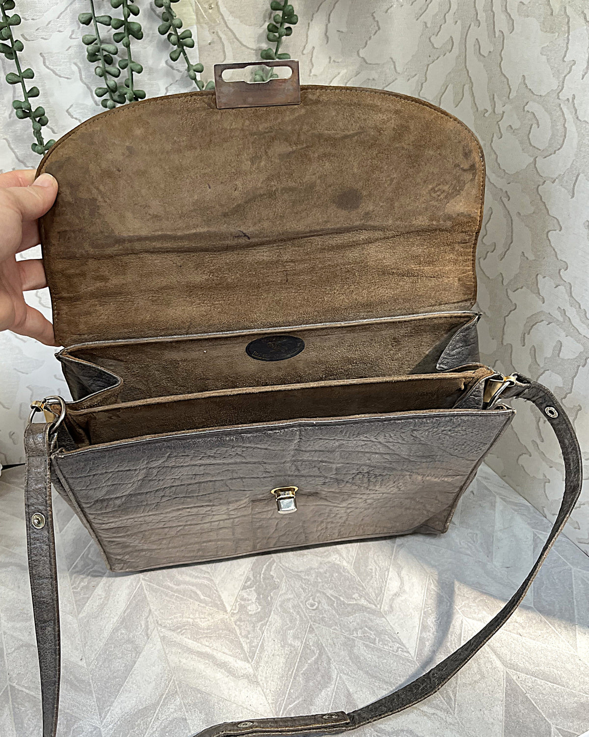 Bags: Rare Heritage Corbeau Elephant Leather Satchel Bag