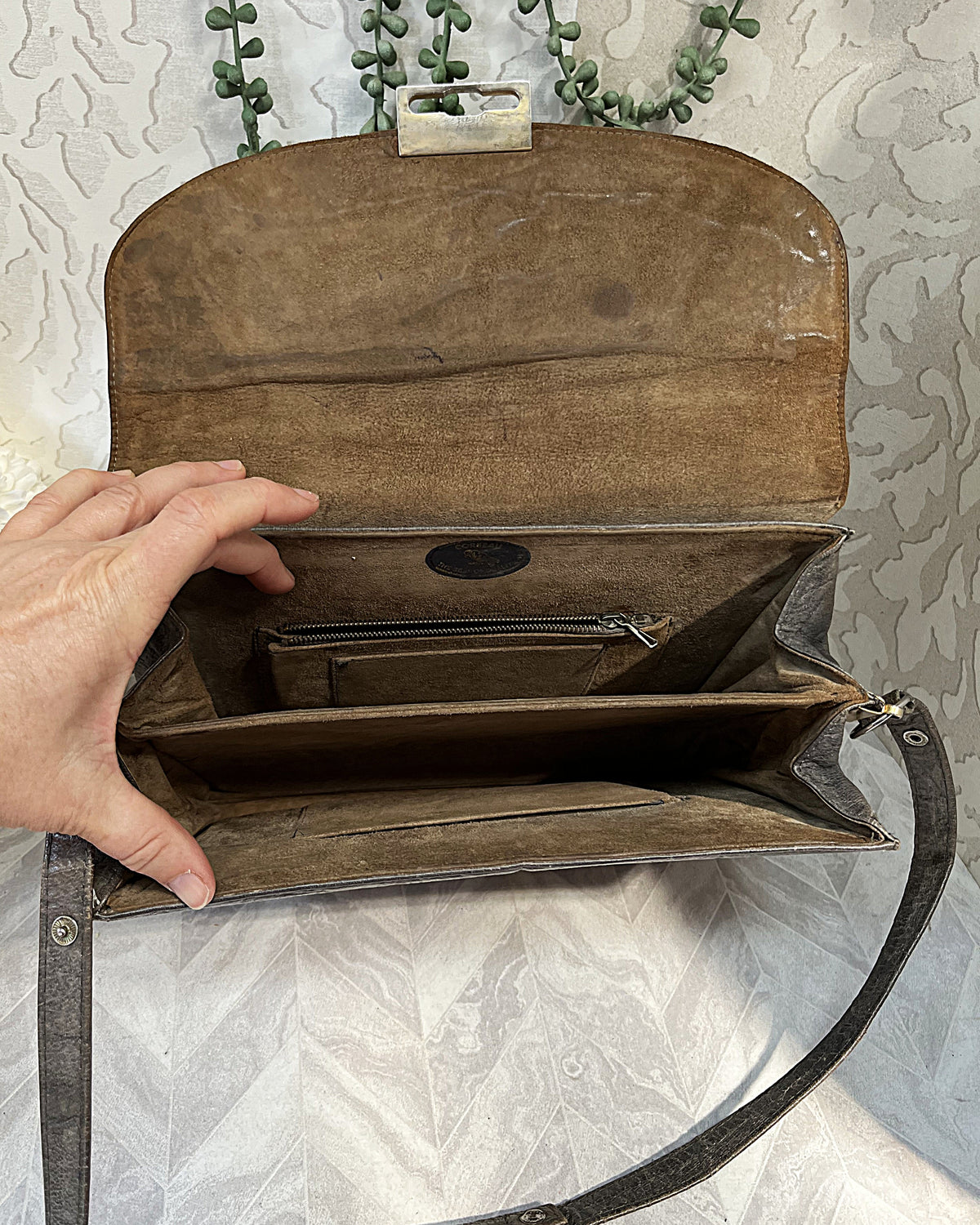 Bags: Rare Heritage Corbeau Elephant Leather Satchel Bag