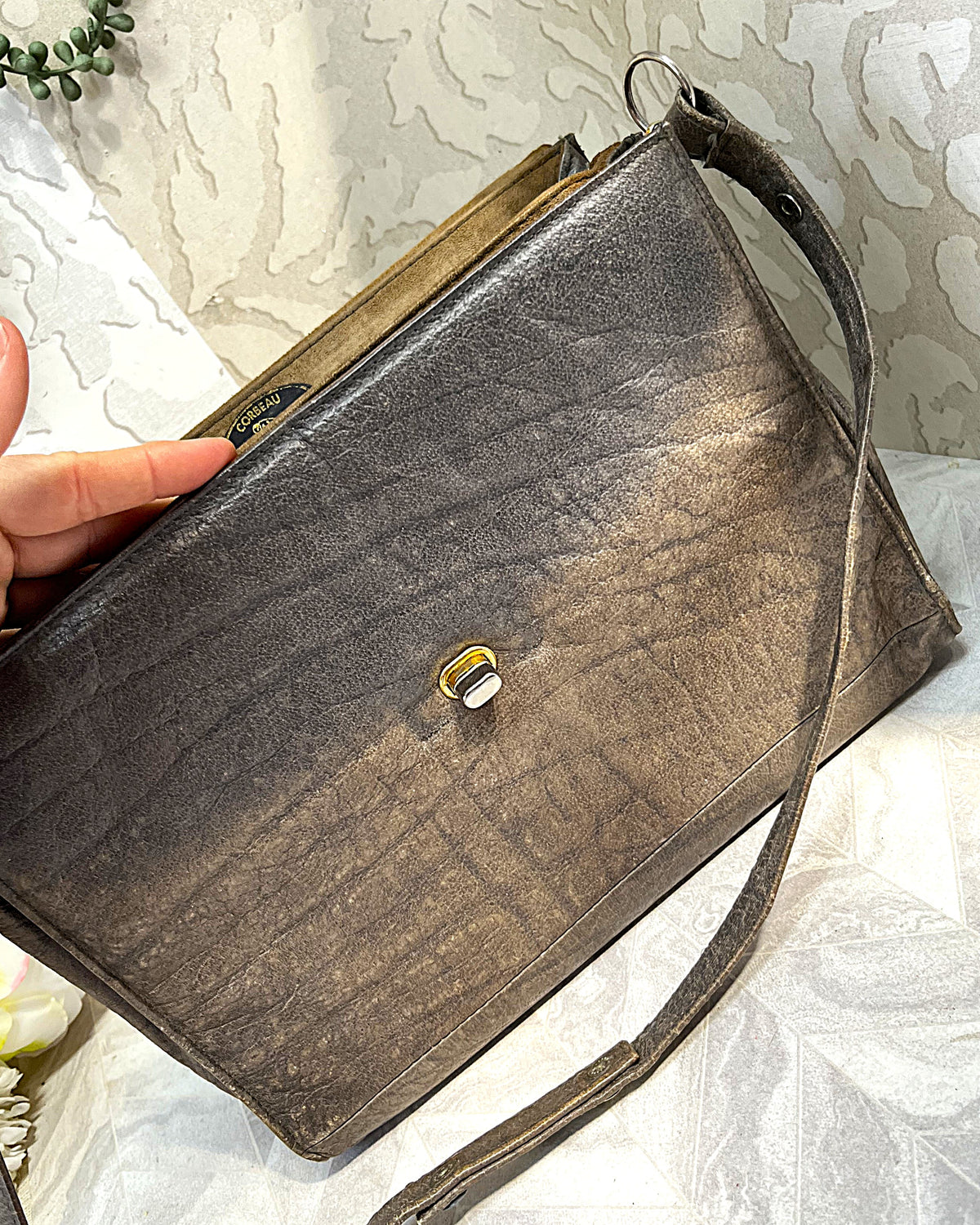 Bags: Rare Heritage Corbeau Elephant Leather Satchel Bag