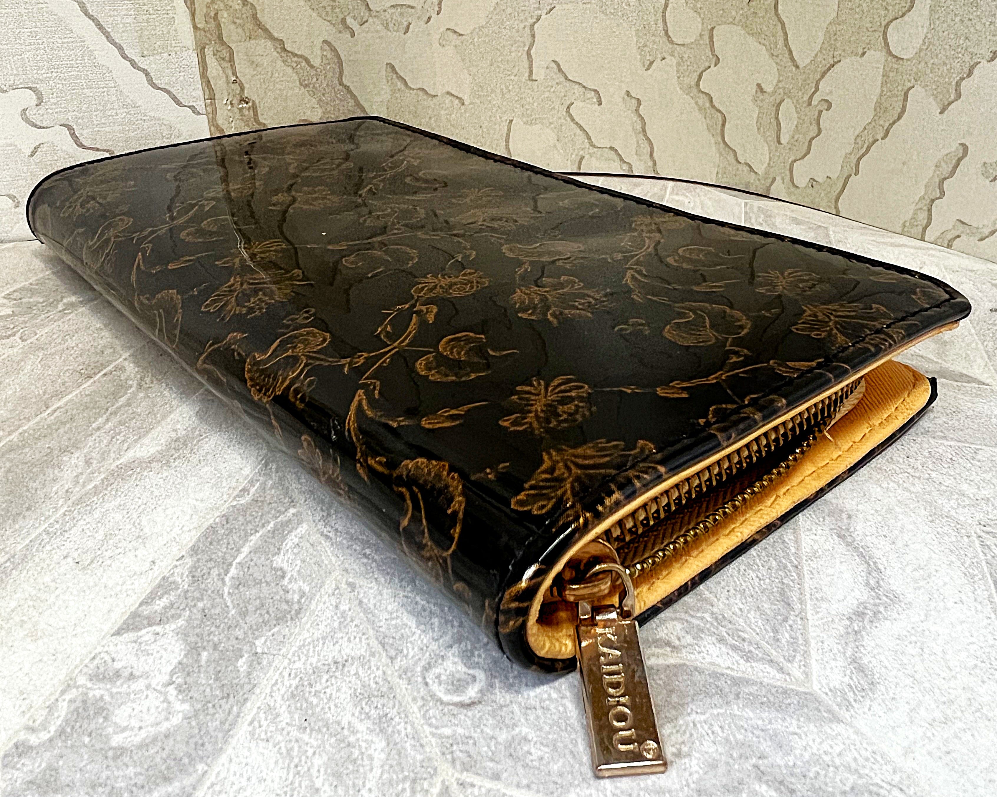 Wallets: Black & Gold Floral Clutch Wallet