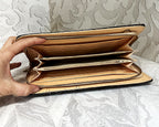 Wallets: Black & Gold Floral Clutch Wallet