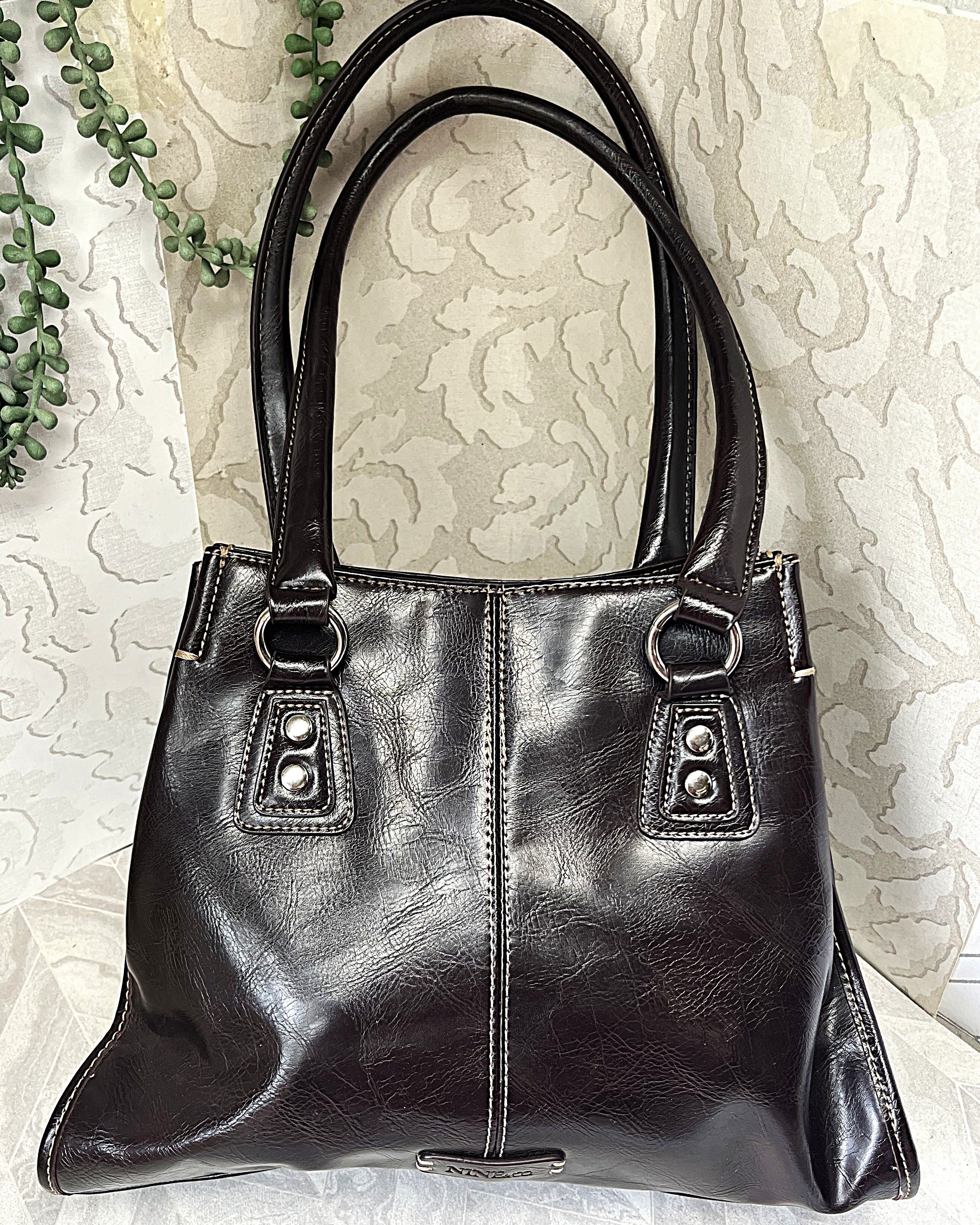 Bags: Nine & Co Espresso Triple-Compartment Shoulder Bag