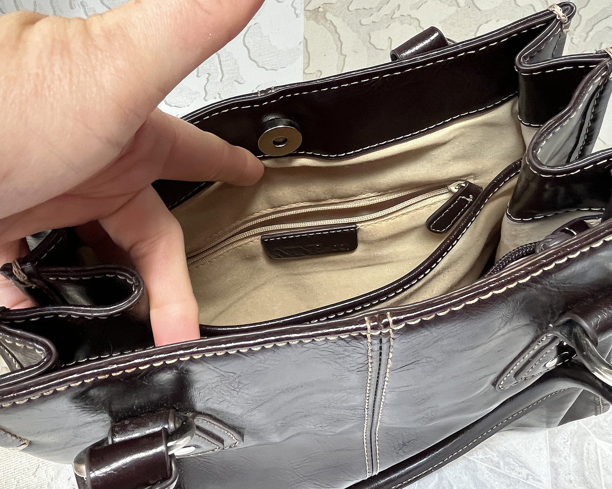 Bags: Nine & Co Espresso Triple-Compartment Shoulder Bag
