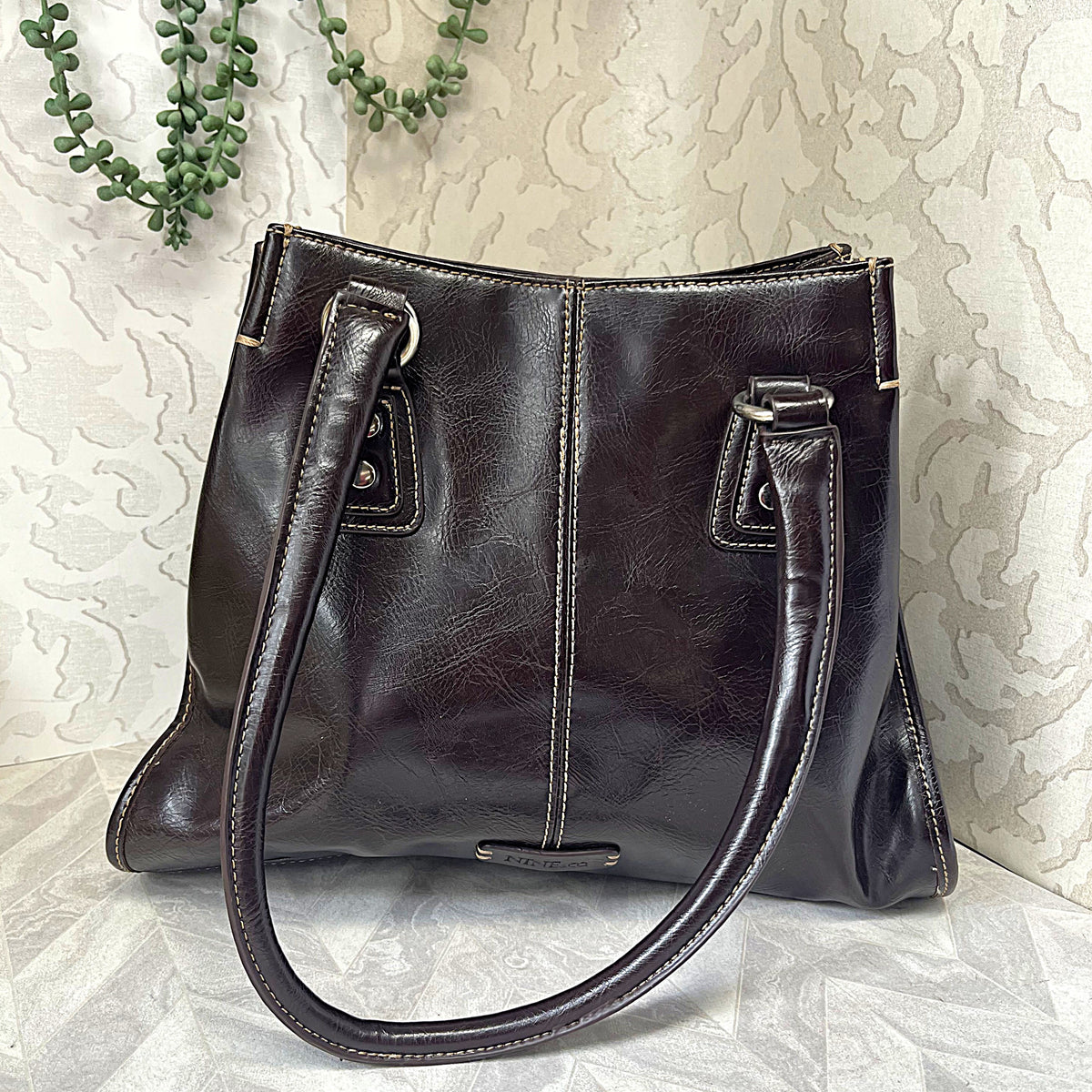 Bags: Nine & Co Espresso Triple-Compartment Shoulder Bag