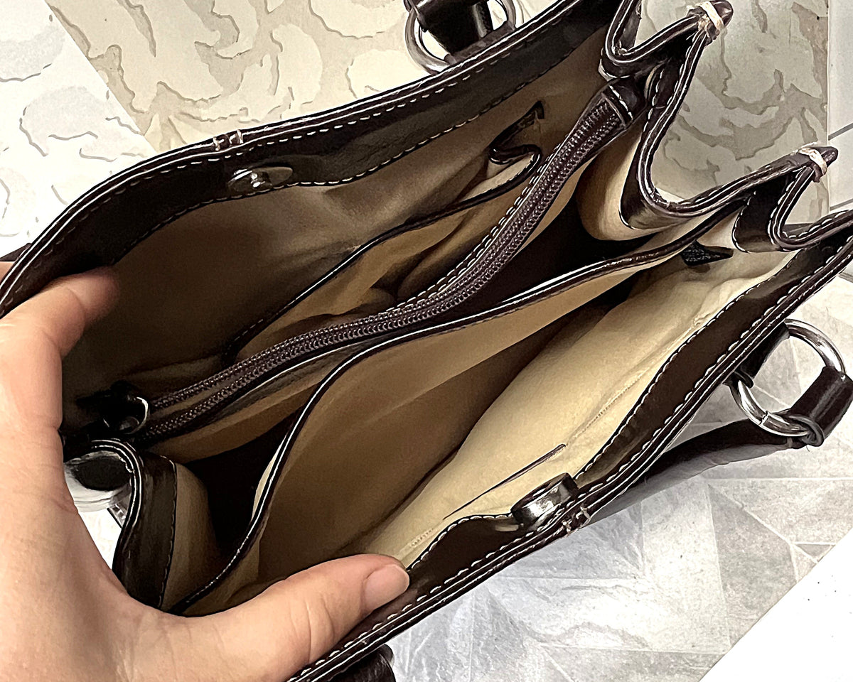 Bags: Nine & Co Espresso Triple-Compartment Shoulder Bag