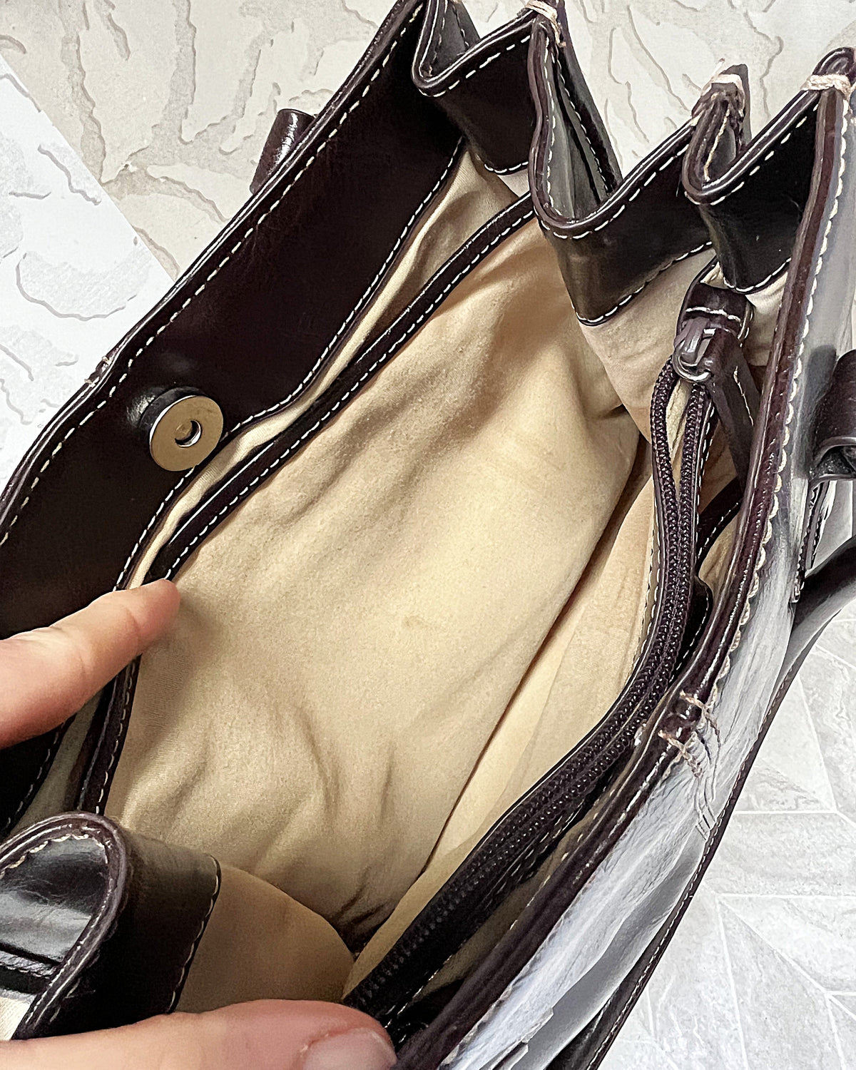 Bags: Nine & Co Espresso Triple-Compartment Shoulder Bag
