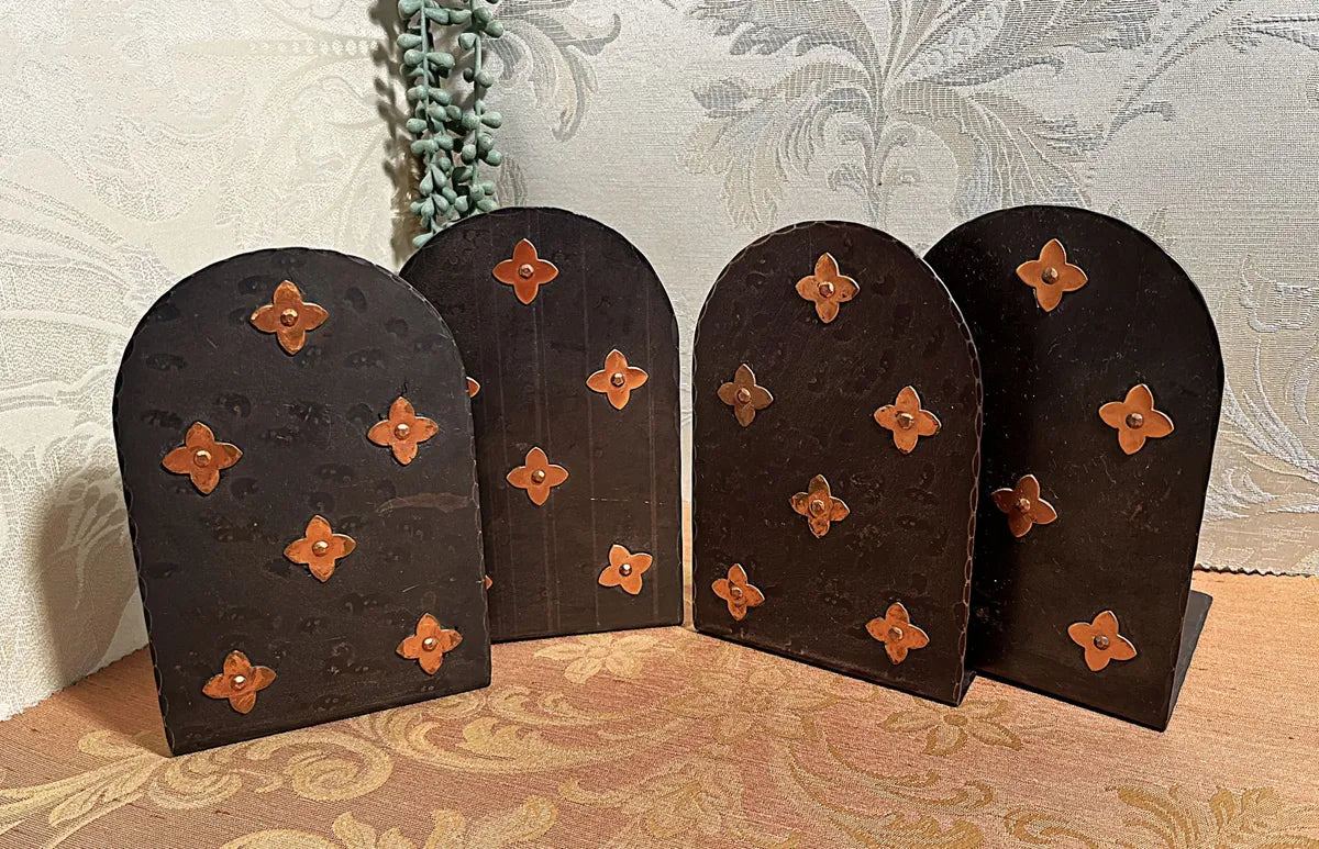 Bookends: Hammered Steel Bookends, Pair