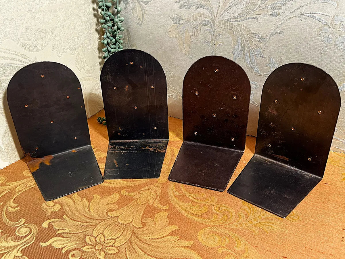 Bookends: Hammered Steel Bookends, Pair