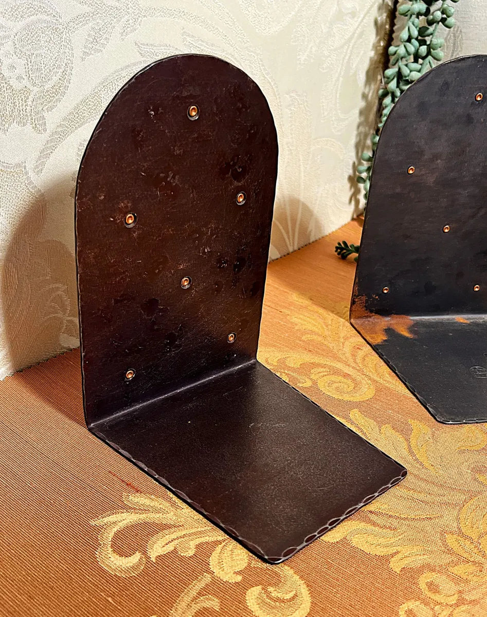 Bookends: Hammered Steel Bookends, Pair