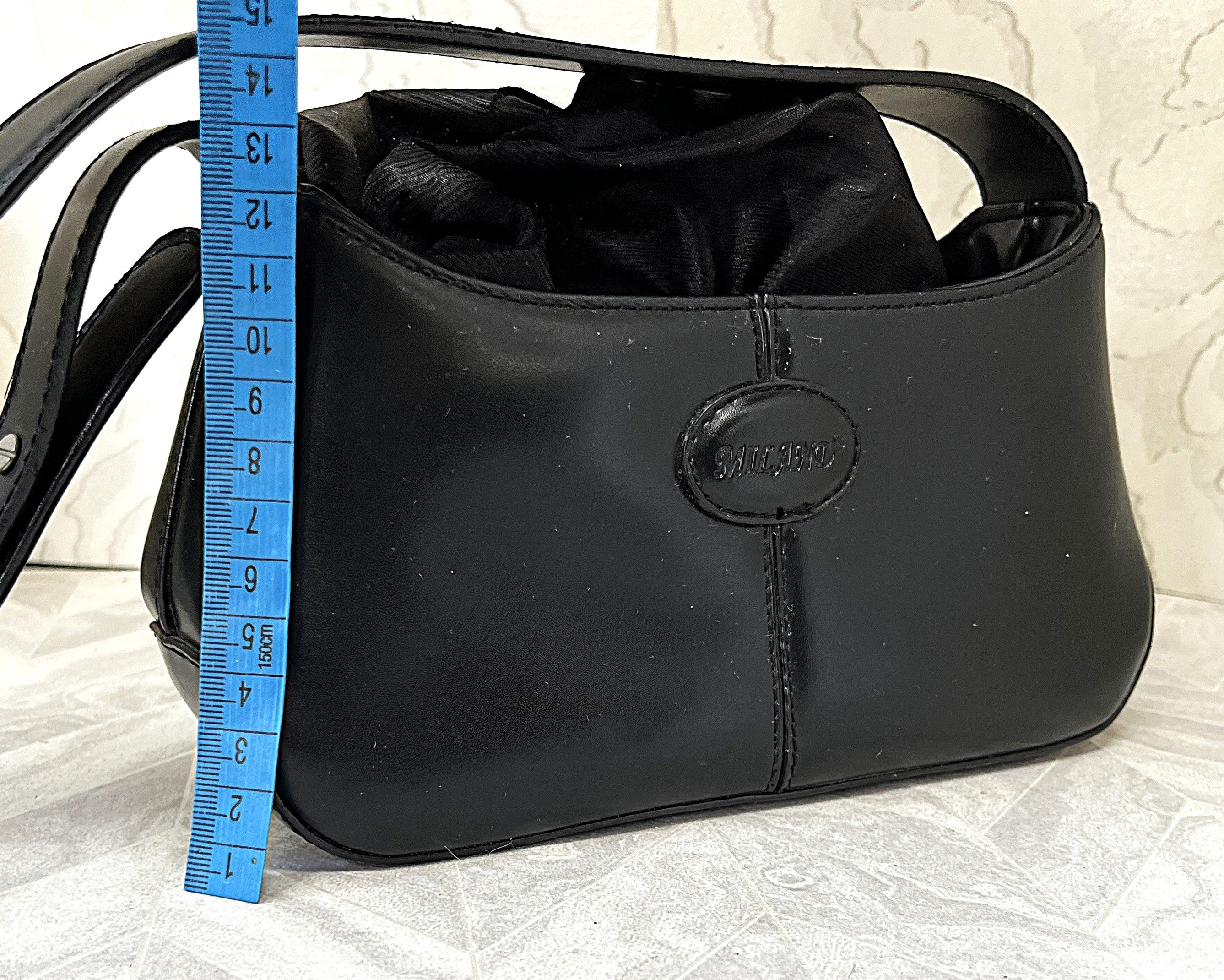 Bags: Milano Jet Black Faux Leather Y2K Baguette Shoulder Bag