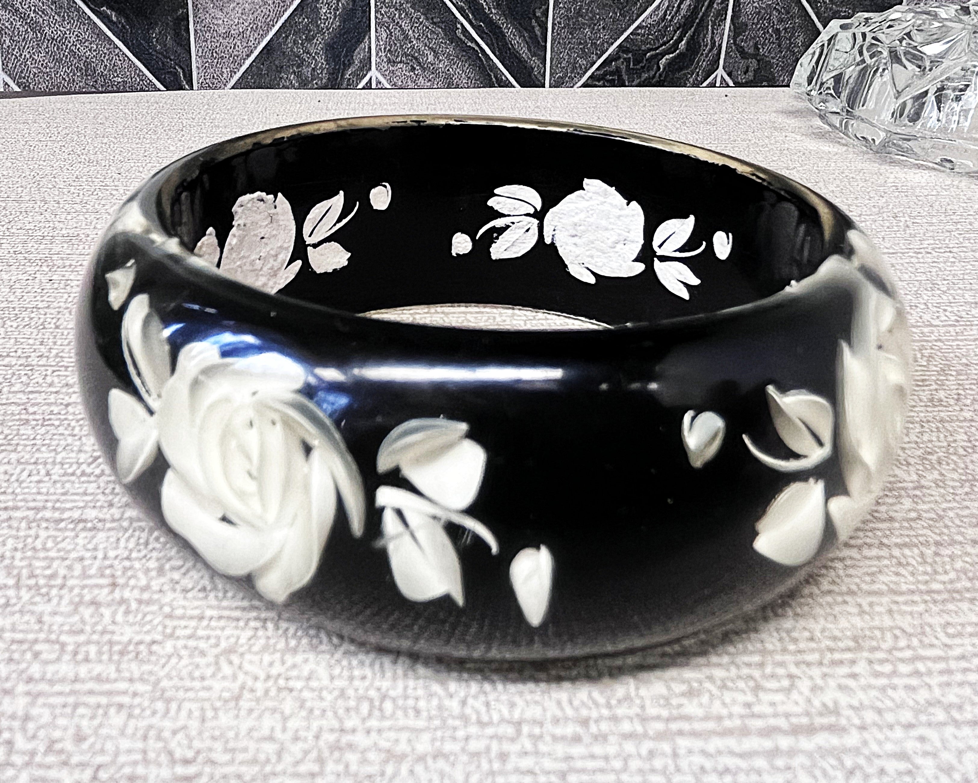 Jewellery: Smoky Lucite Rose Bangle