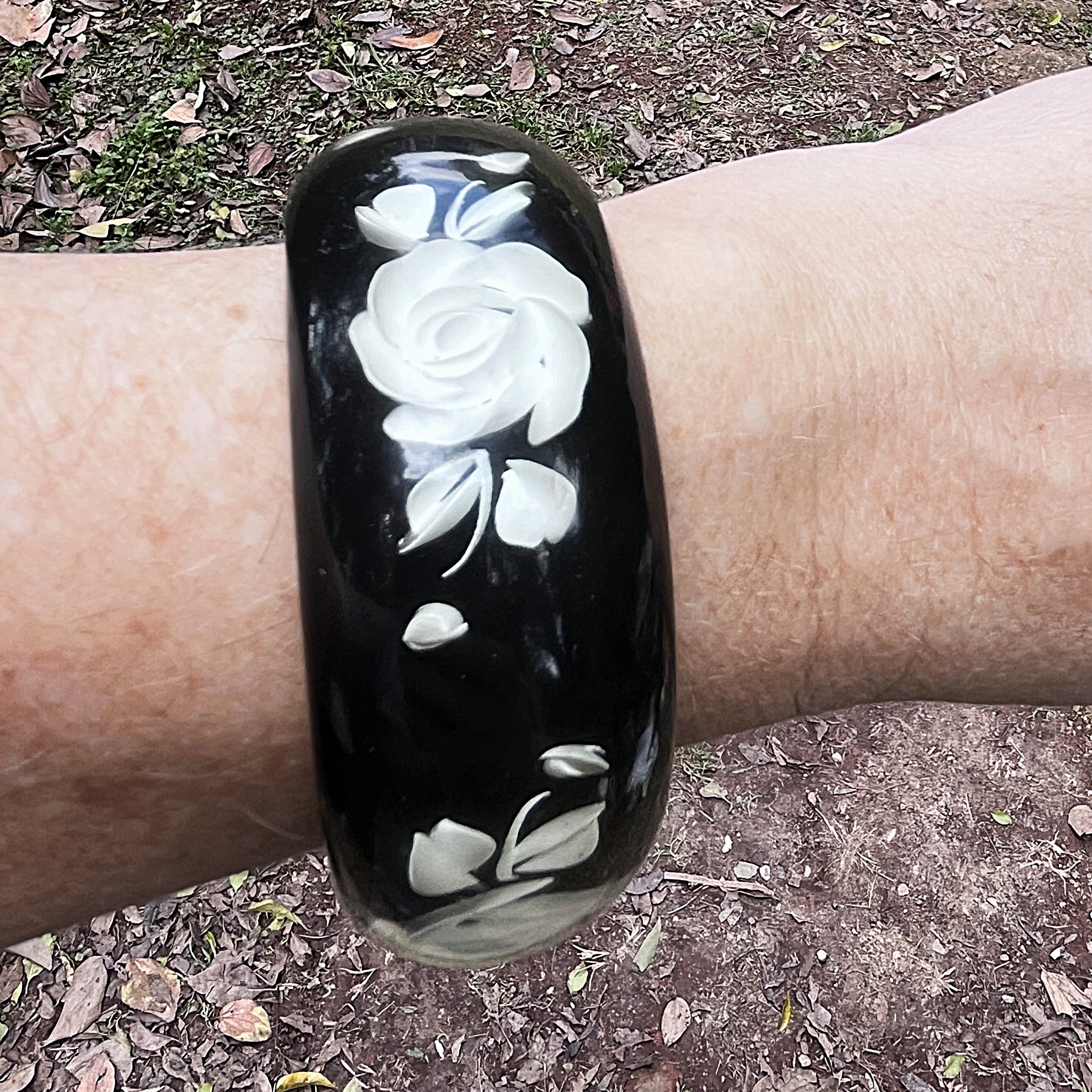 Jewellery: Smoky Lucite Rose Bangle