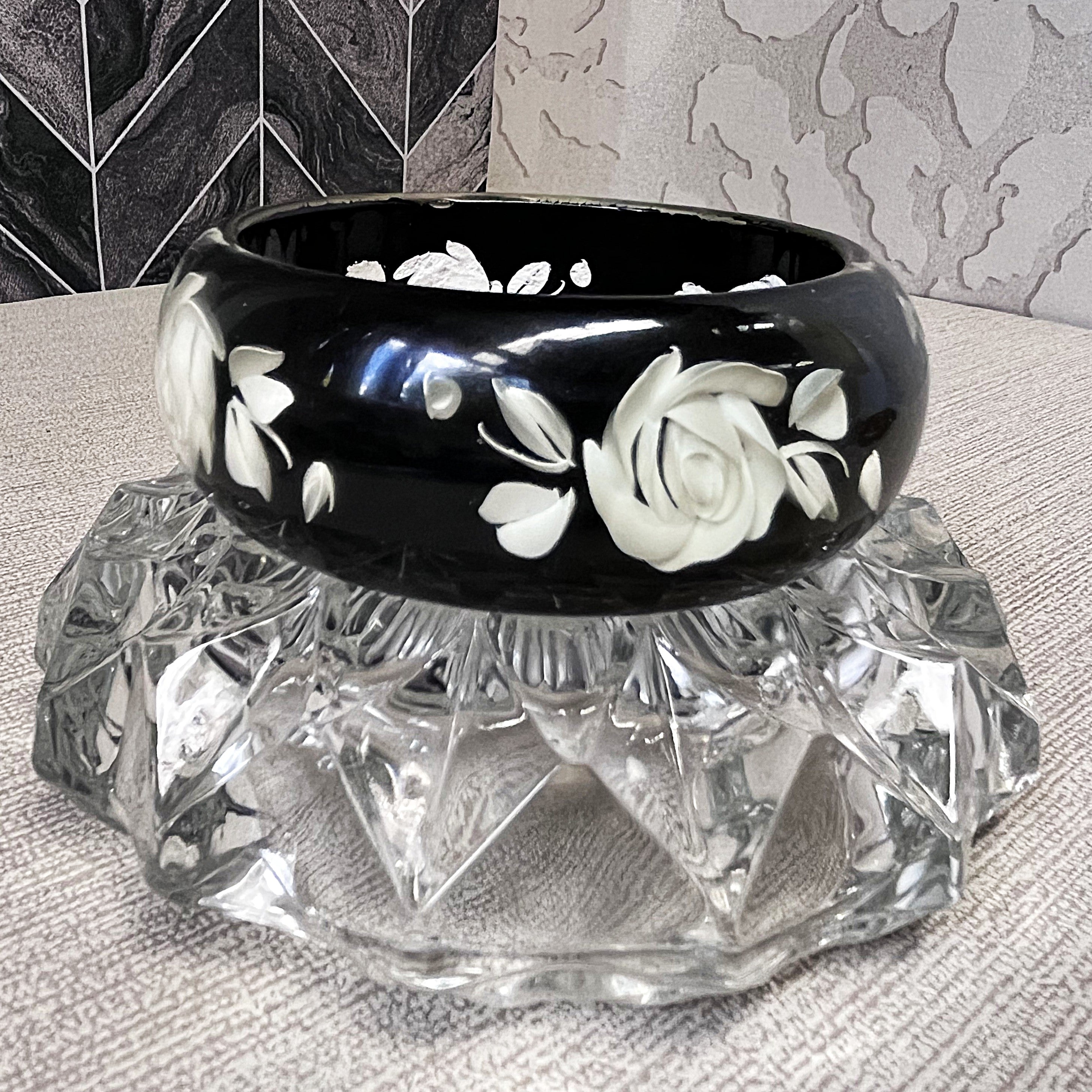 Jewellery: Smoky Lucite Rose Bangle