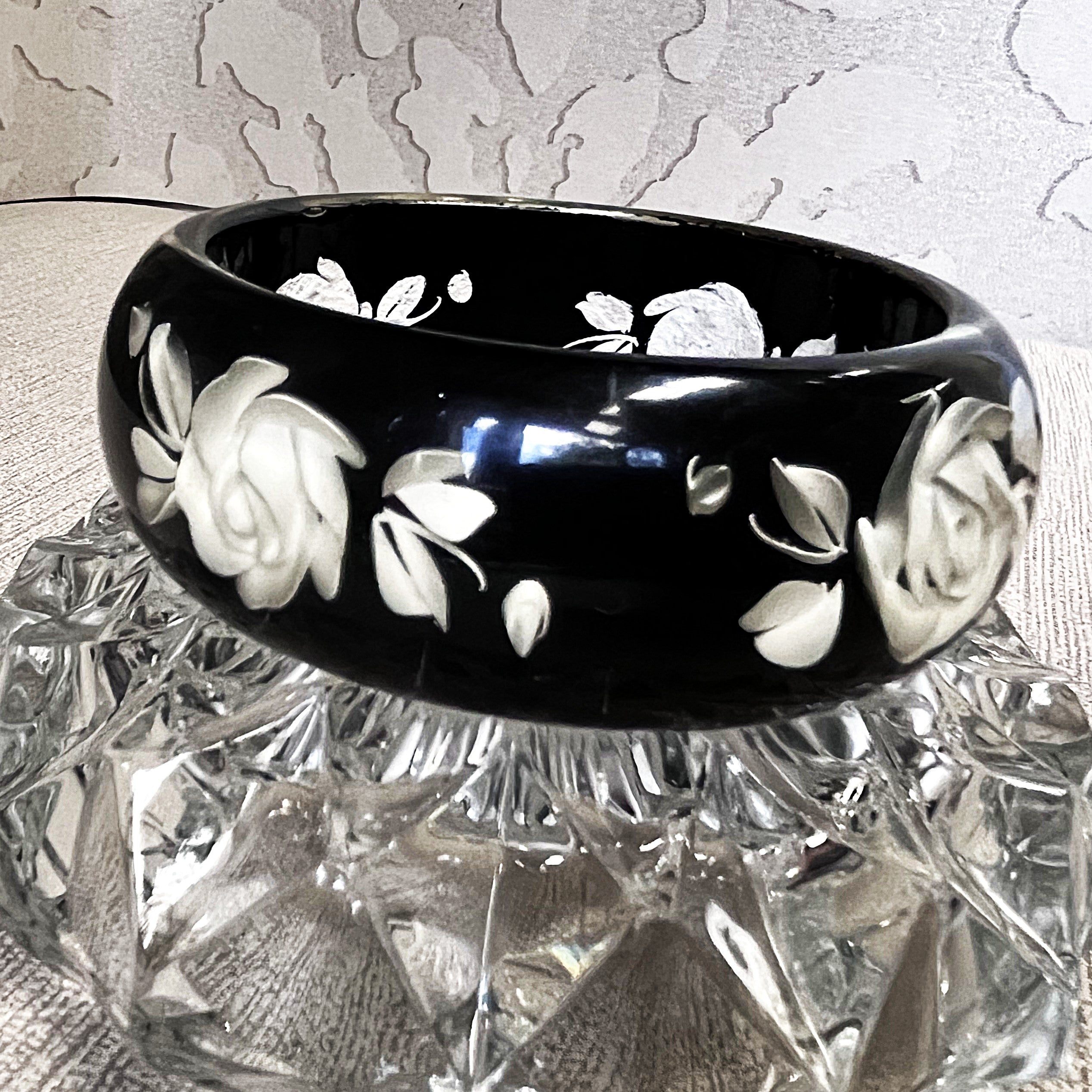 Jewellery: Smoky Lucite Rose Bangle
