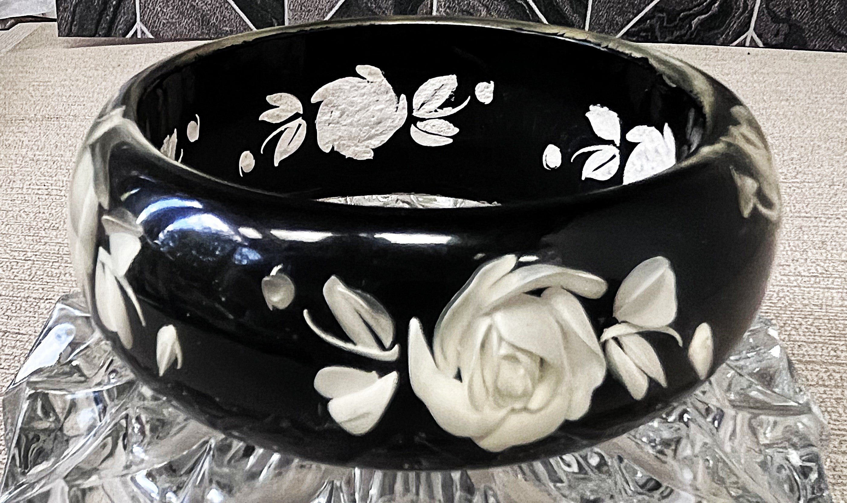 Jewellery: Smoky Lucite Rose Bangle