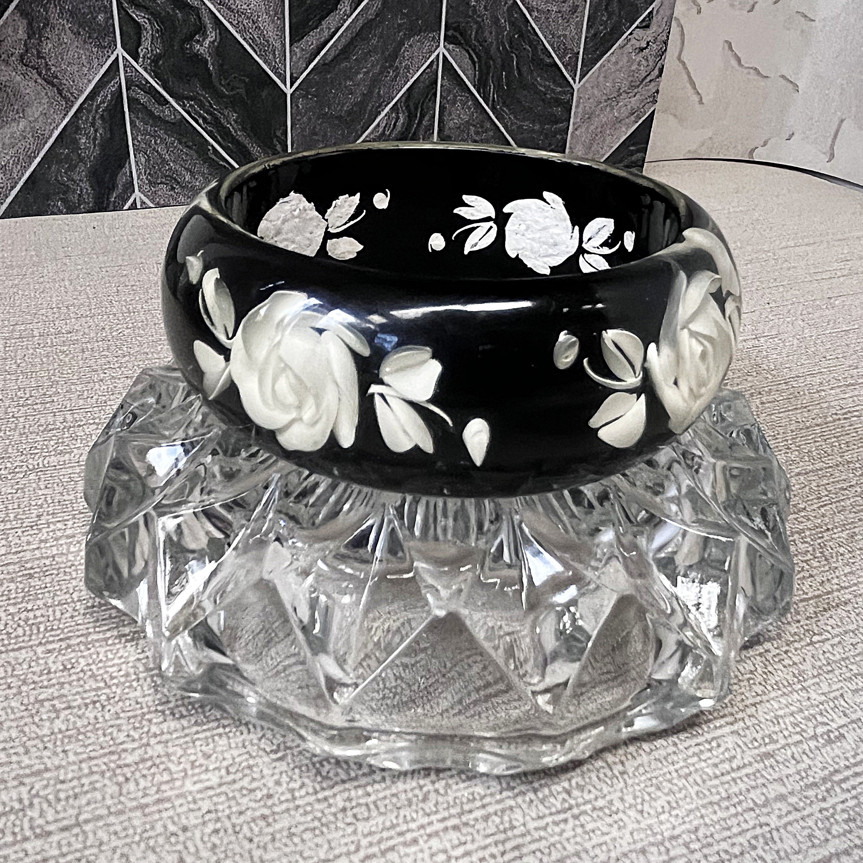 Jewellery: Smoky Lucite Rose Bangle