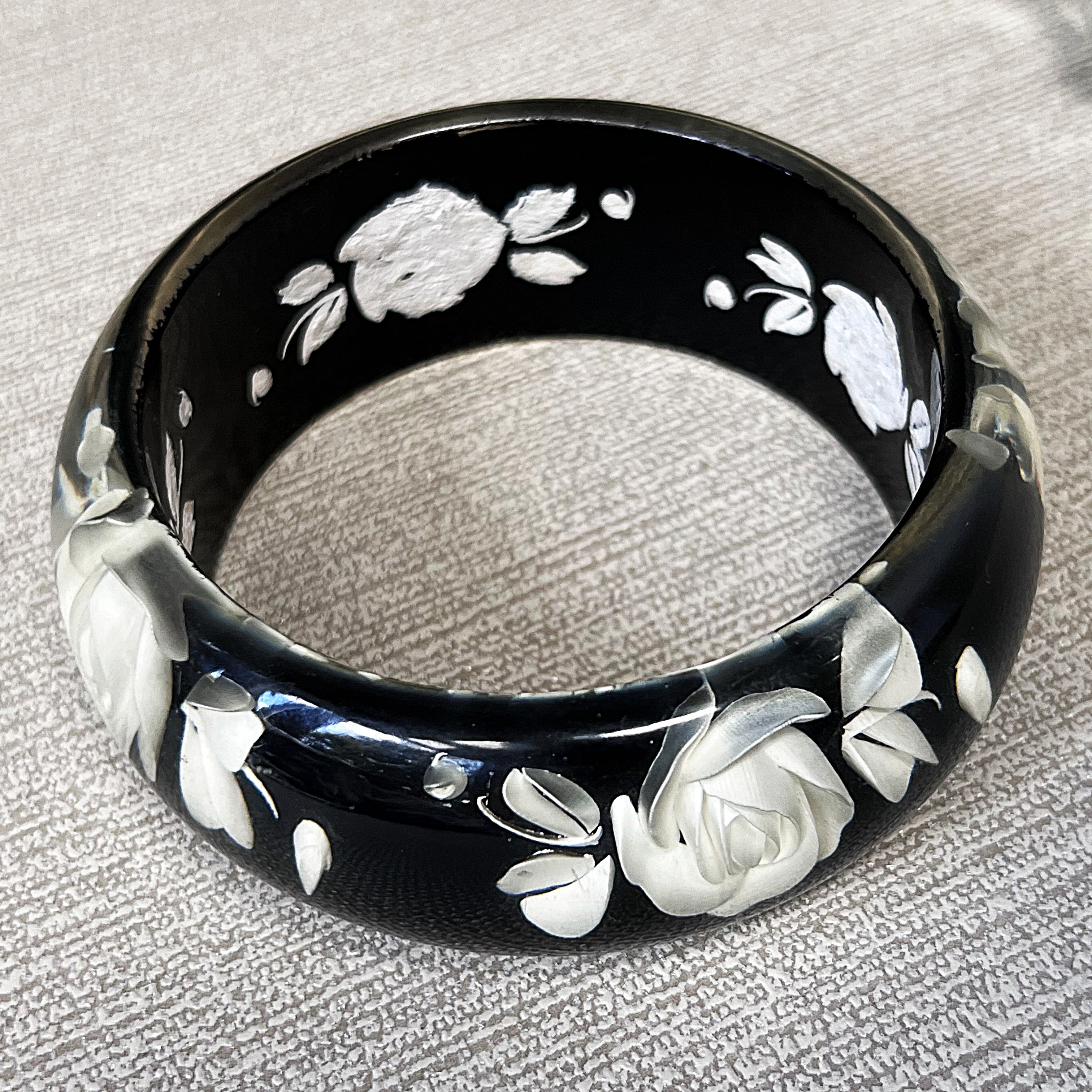 Jewellery: Smoky Lucite Rose Bangle