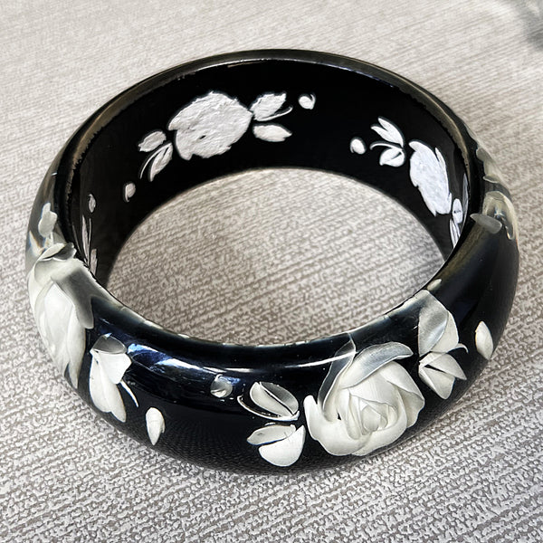 Jewellery: Smoky Lucite Rose Bangle