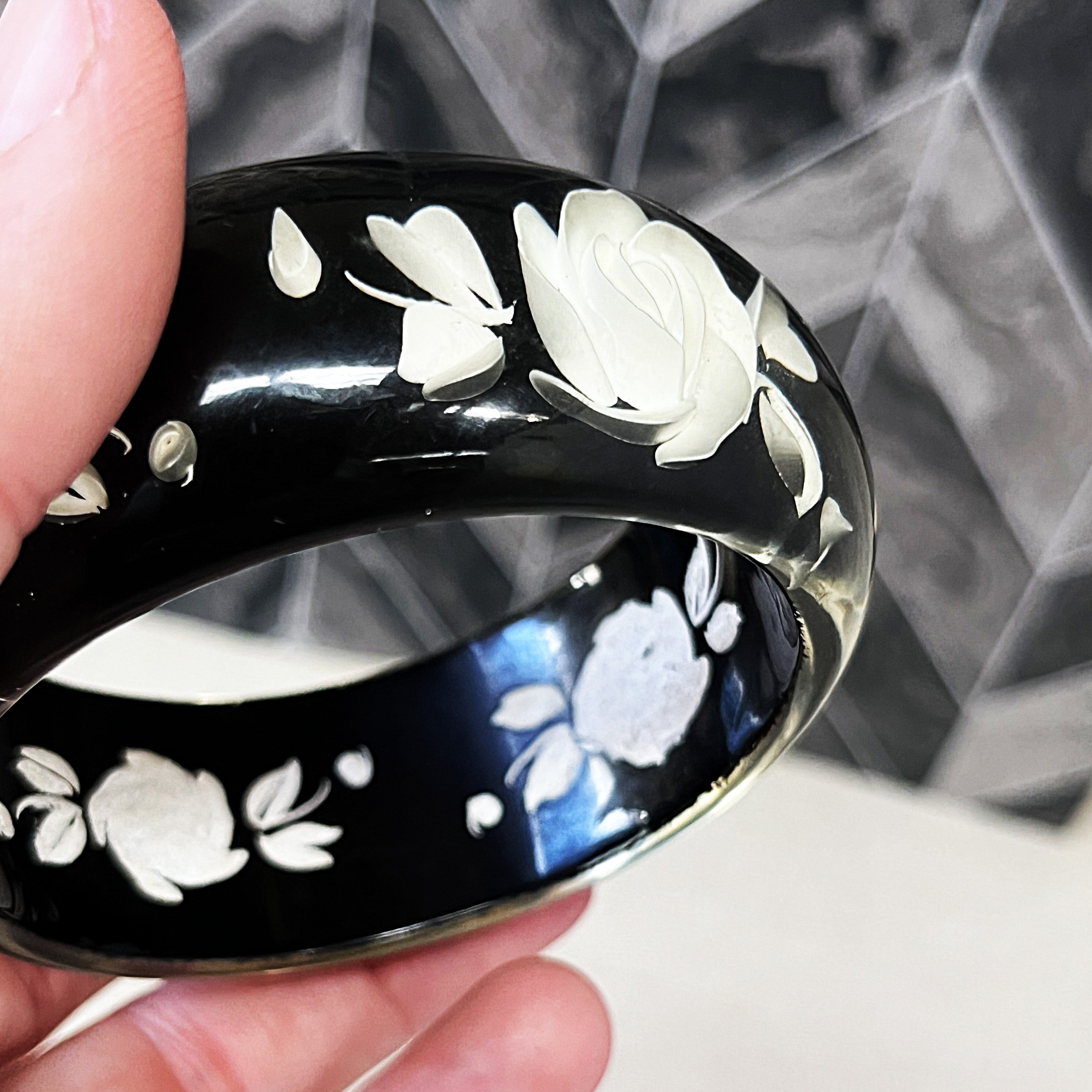 Jewellery: Smoky Lucite Rose Bangle