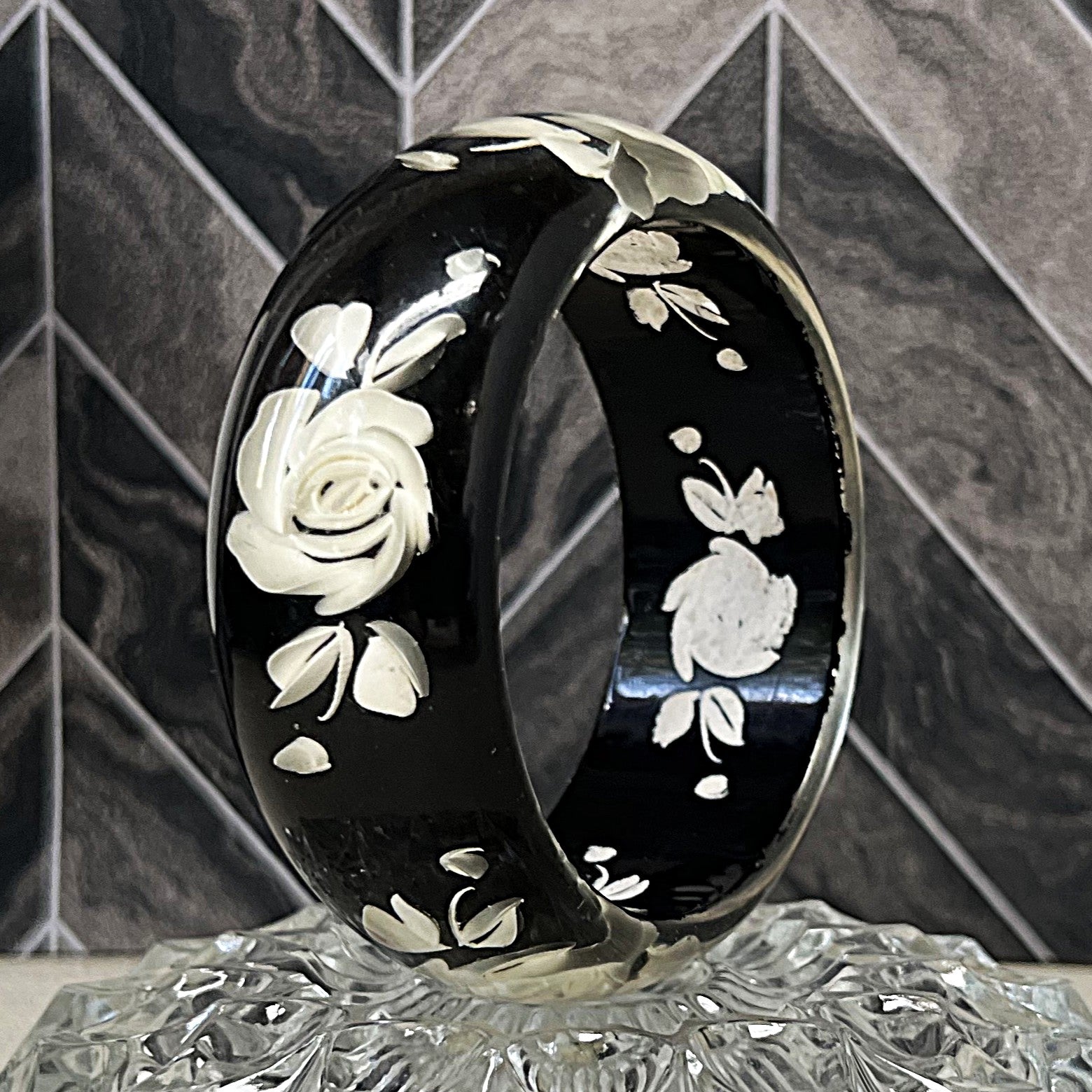 Jewellery: Smoky Lucite Rose Bangle