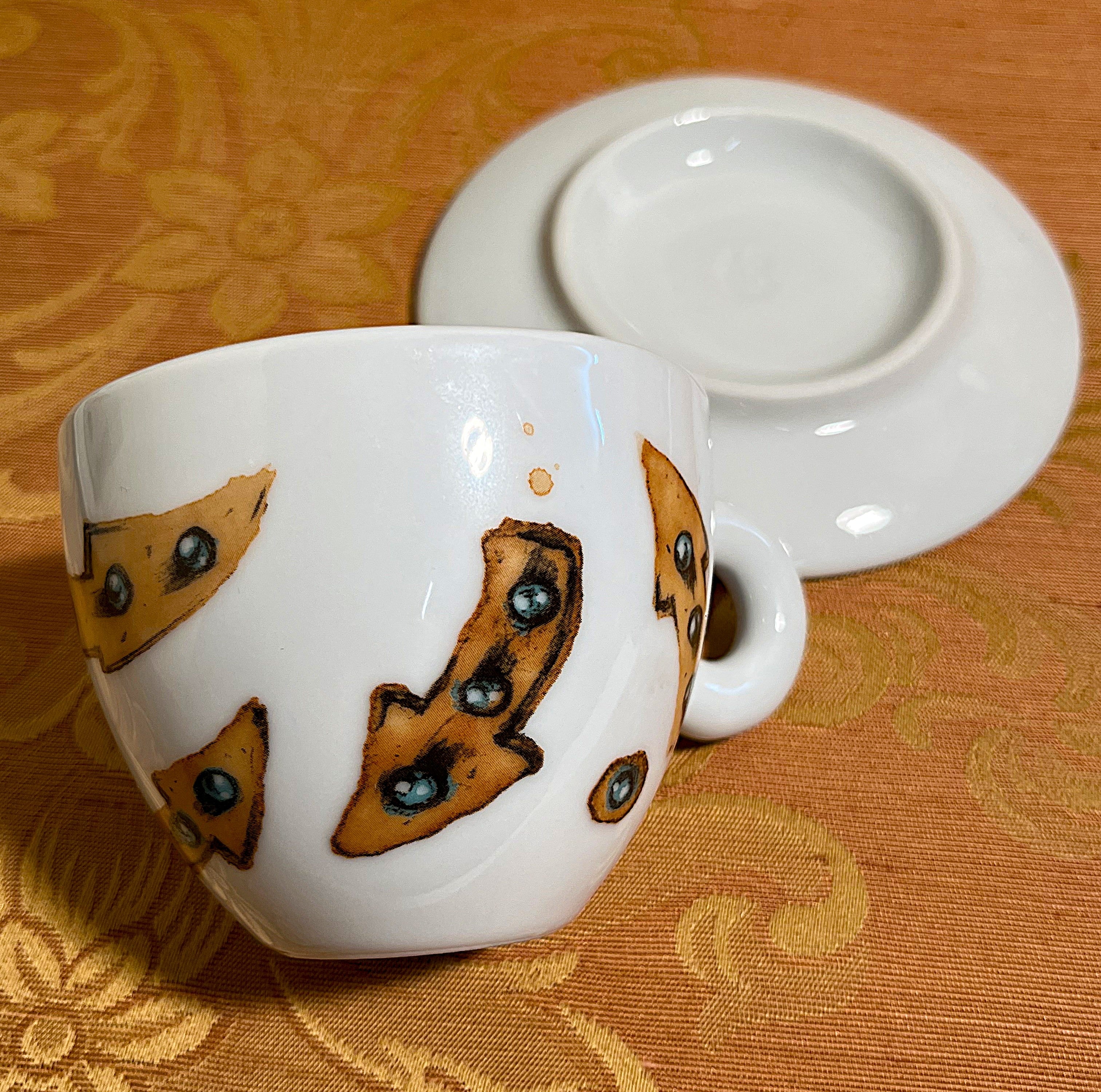 Cappuccino Cups: Max Petrone Surrealist Arrows and Eyes Design, 4