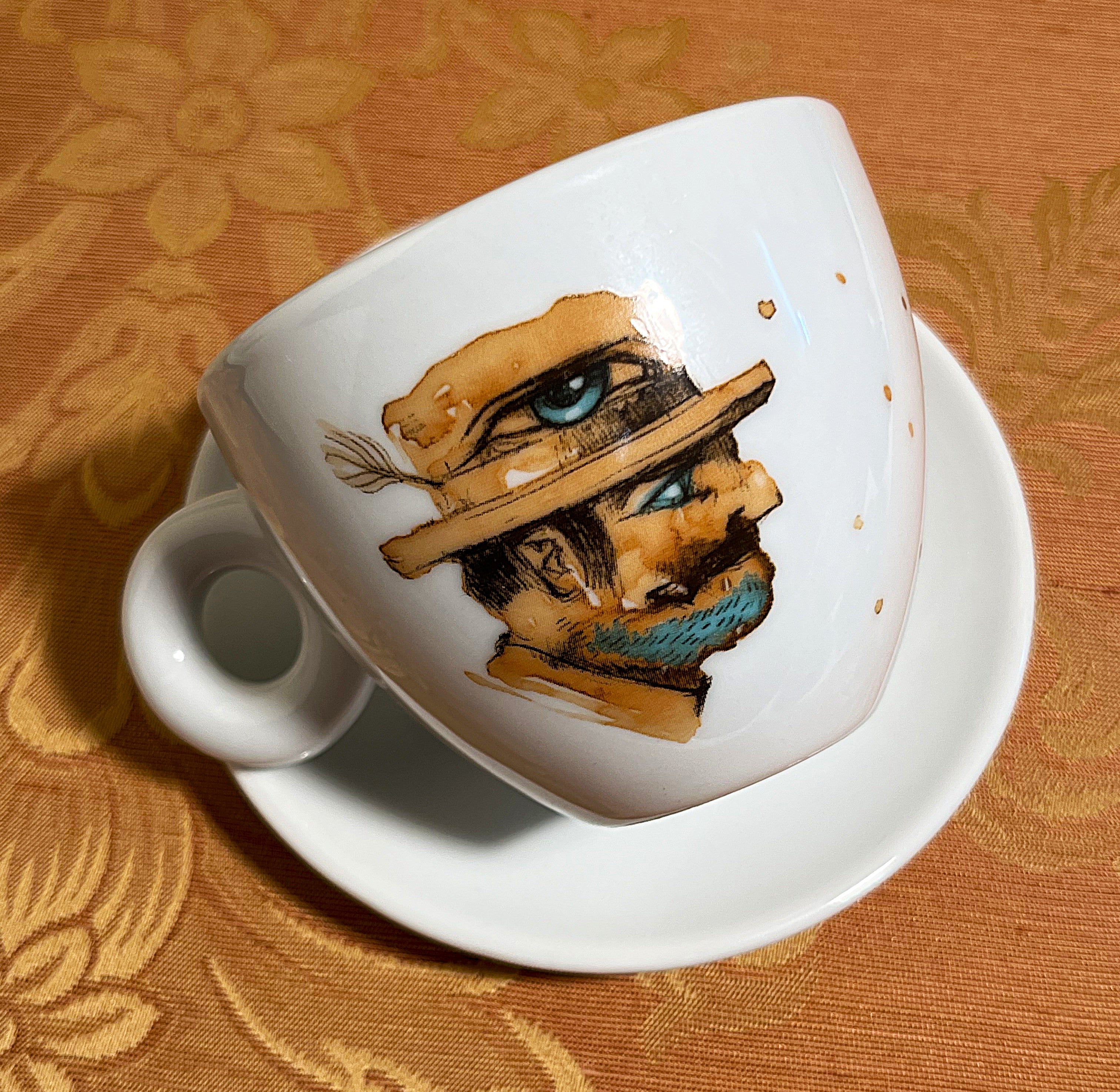 Cappuccino Cups: Max Petrone Goddess & Man with Hat Design, 4