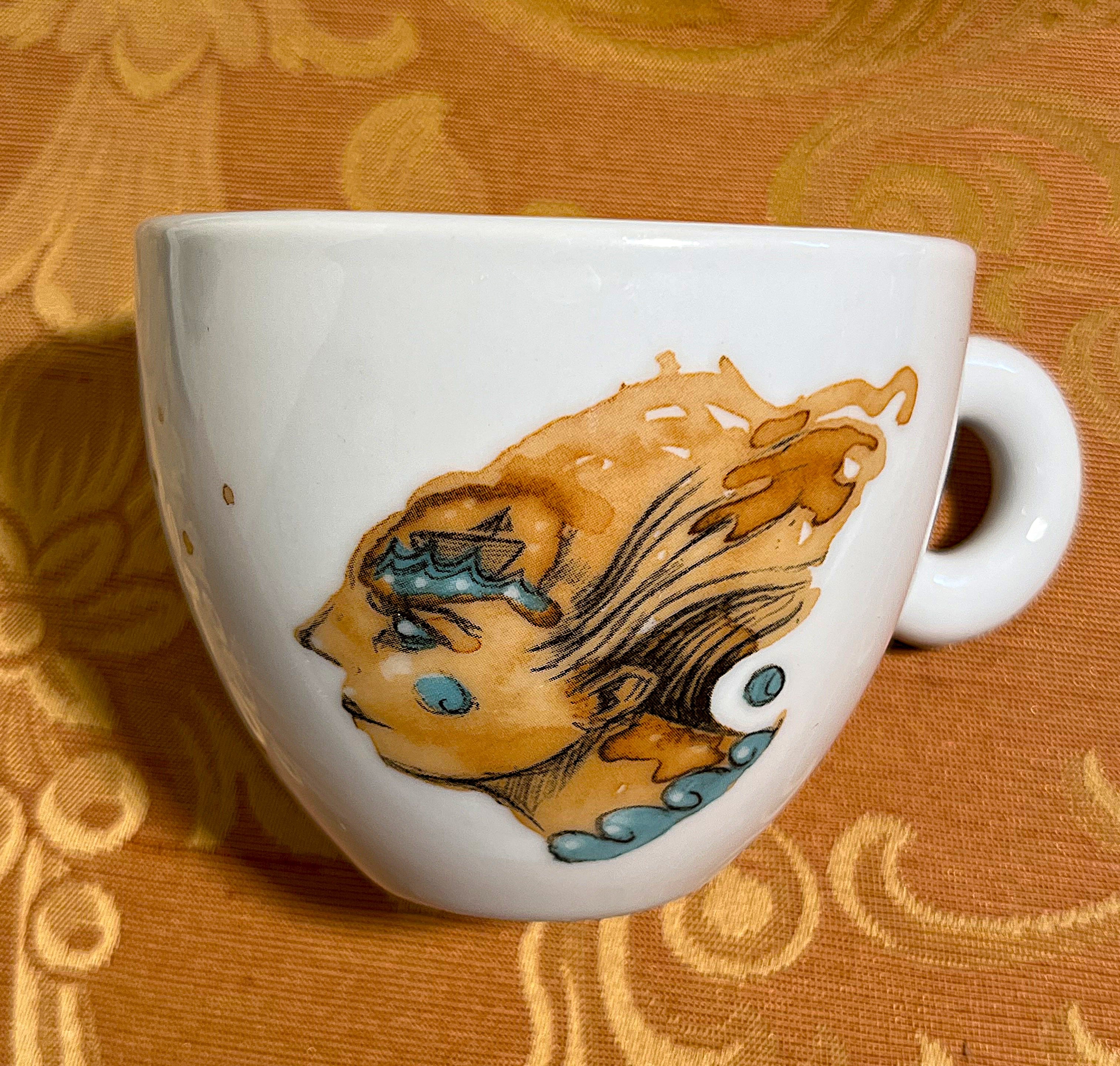 Cappuccino Cups: Max Petrone Goddess & Man with Hat Design, 4