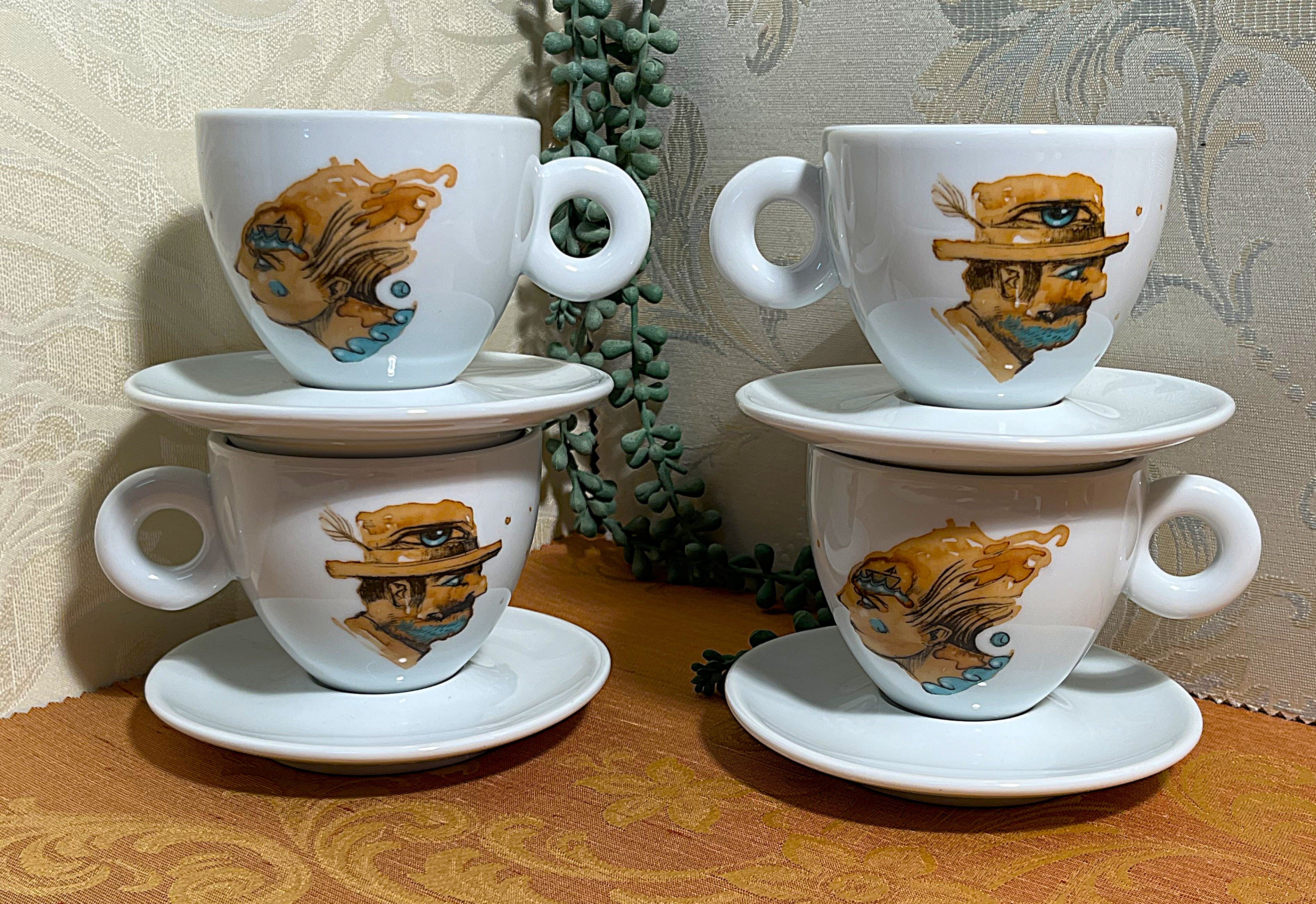 Cappuccino Cups: Max Petrone Goddess & Man with Hat Design, 4